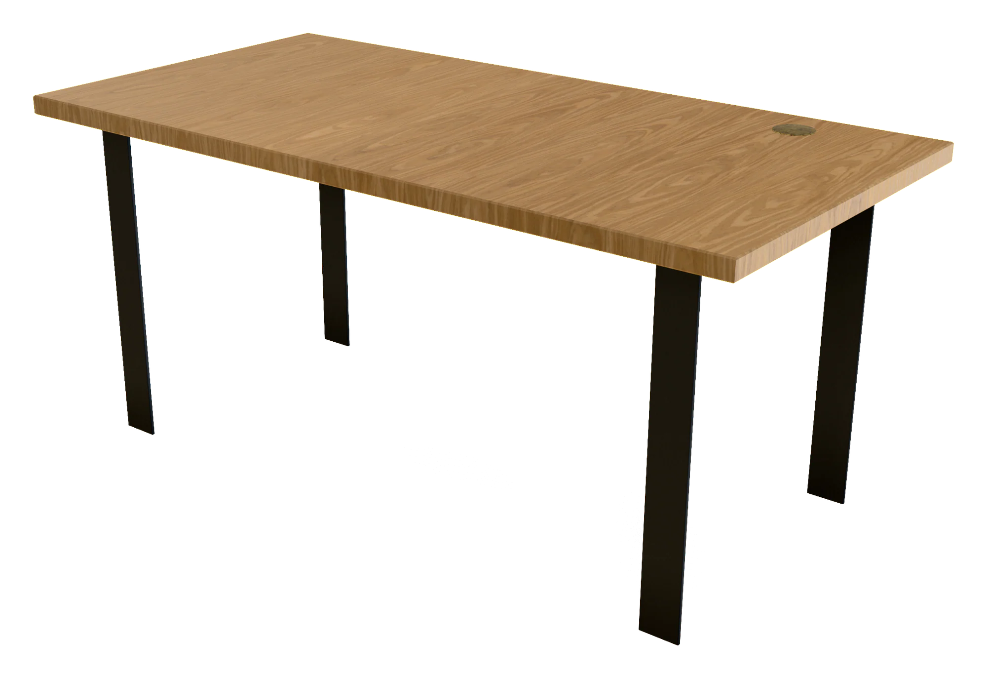 Bureau en chêne, piétement acier